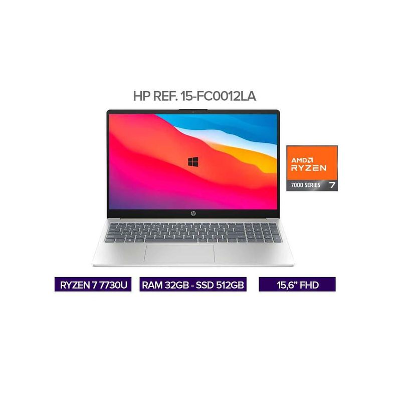 HP - PORTATIL HP RYZEN 7 7730U / RAM 32GB / SSD 512GB / PANTALLA 16" FHD