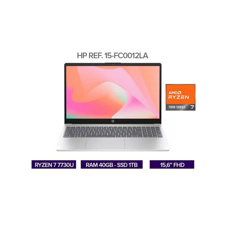 HP - PORTATIL HP RYZEN 7 7730U / RAM 40GB / SSD 1TB / PANTALLA 16" FHD