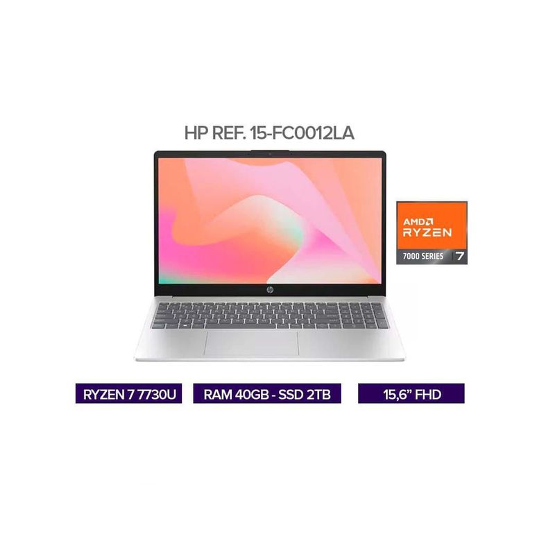 HP - PORTATIL HP RYZEN 7 7730U / RAM 40GB / SSD 2TB / PANTALLA 16" FHD