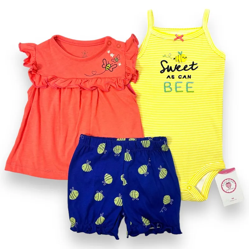 AMERICAN GENERICS - Conjunto 3PCS Ropa Para Bebe Niñ 100% Algodon Set Tedmimak