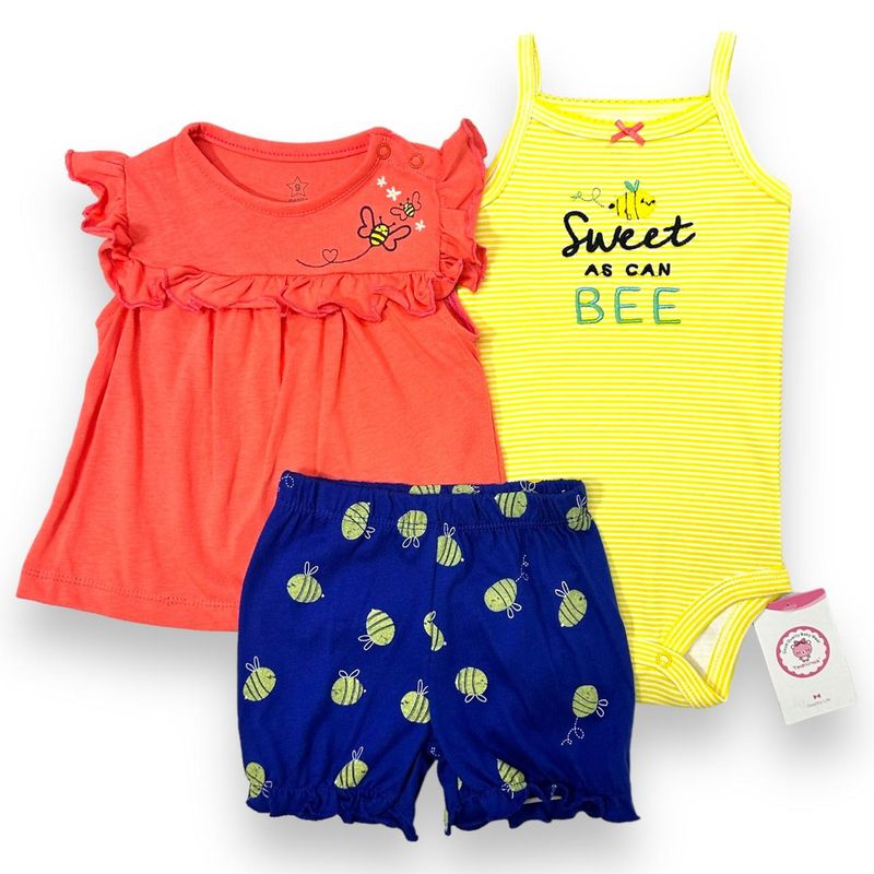 AMERICAN GENERICS - Conjunto 3PCS Ropa Para Bebe Niñ 100% Algodon Set Tedmimak