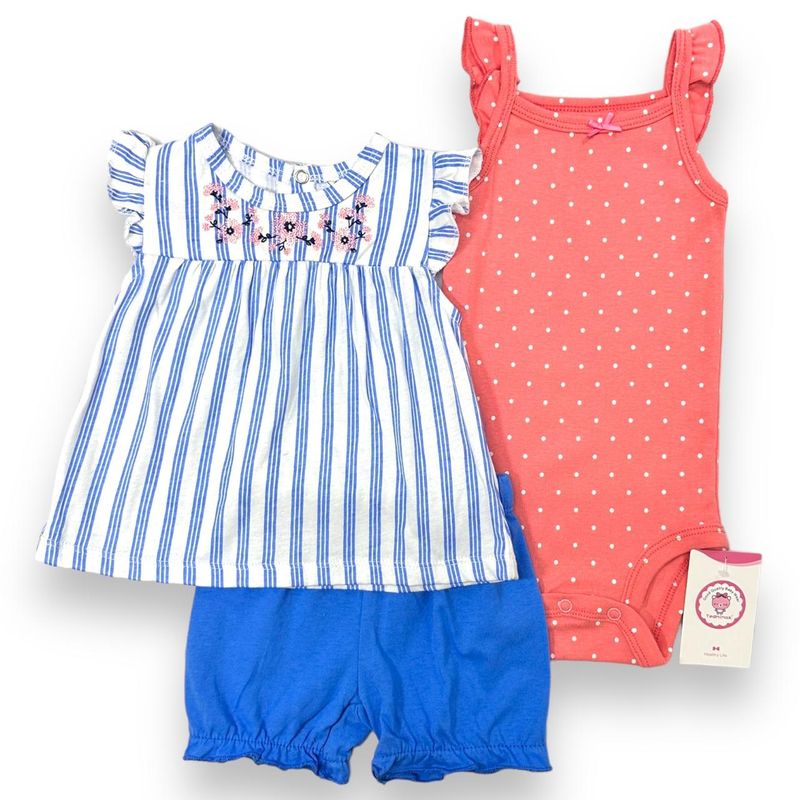 AMERICAN GENERICS - Conjunto 3PCS Ropa Para Bebe Niñ 100% Algodon Set Tedmimak
