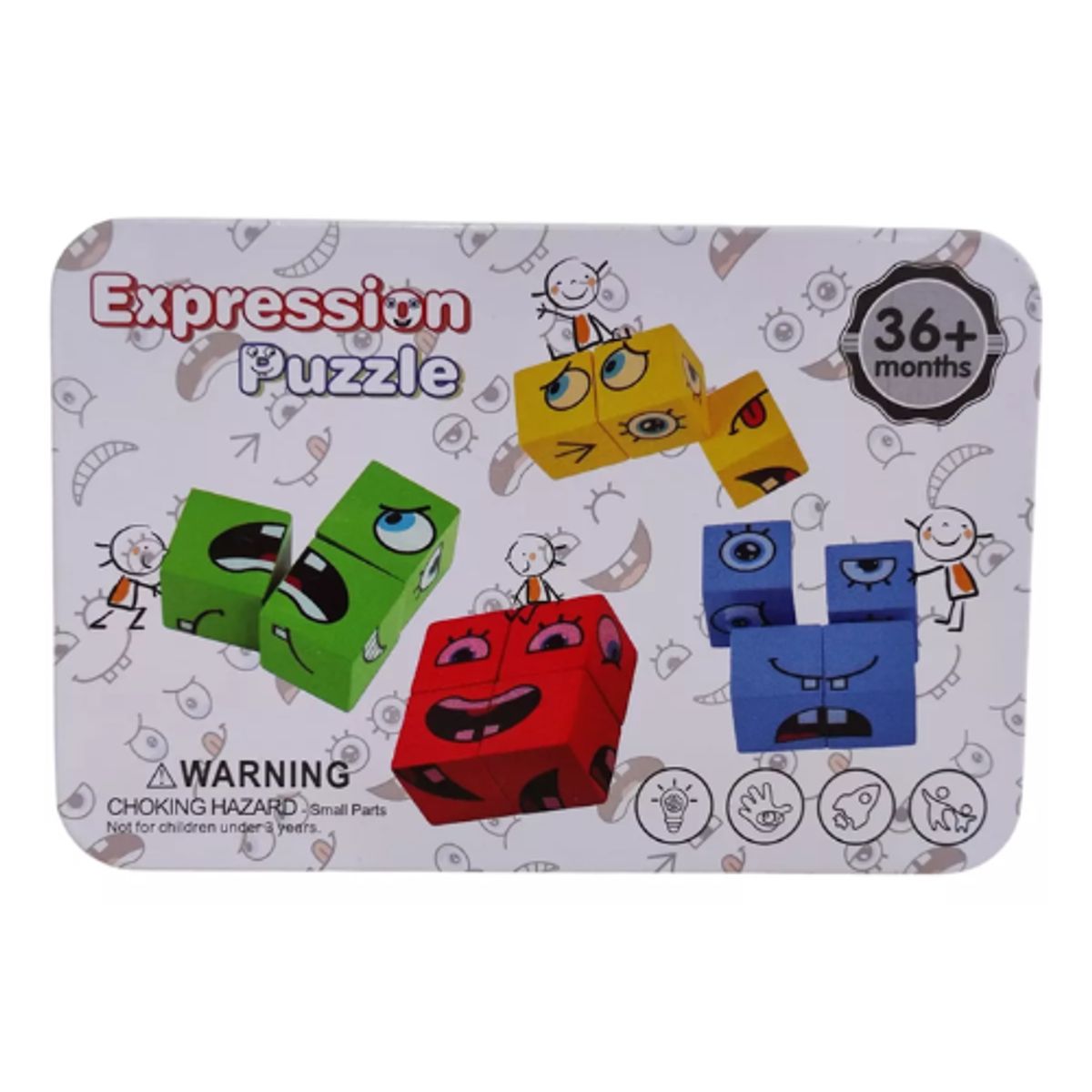 AFM - Juego Rompecabezas Expresiones Cubos Armar Juguete Infantil