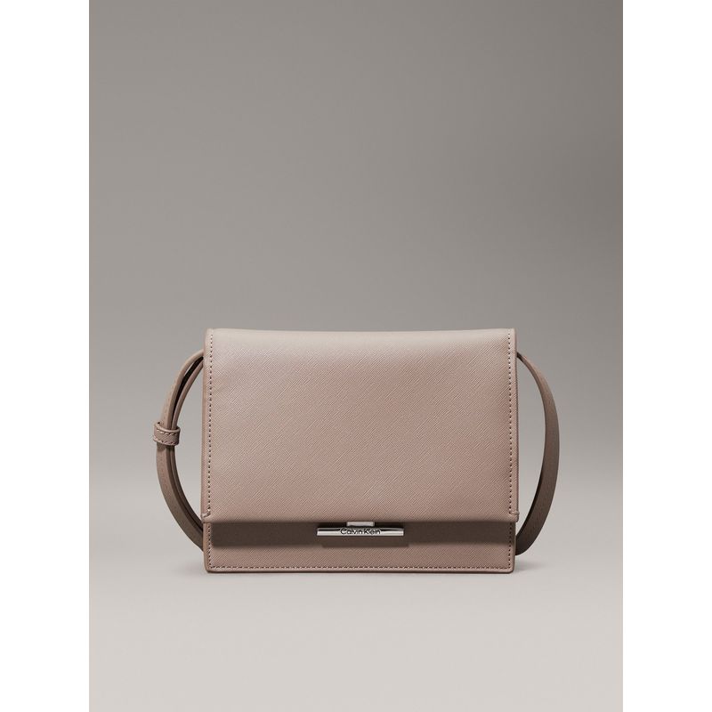 CALVIN KLEIN - Bolso gris cruzado Saffiano Calvin Klein