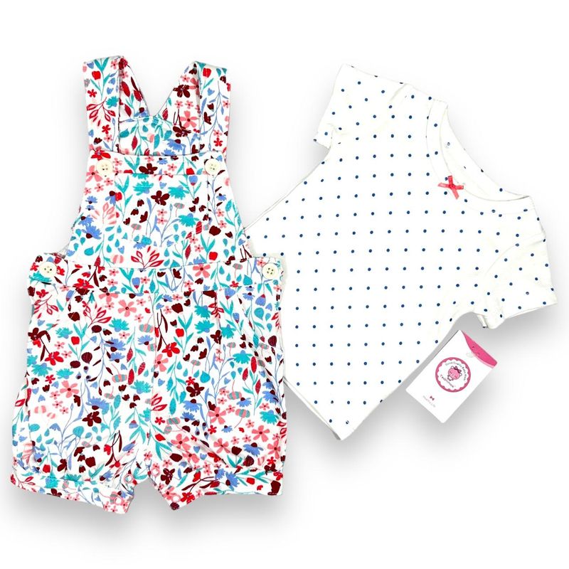 AMERICAN GENERICS - Conjunto 2 PCS Ropa Bebe Niña Overol Enterizo 100%Algodon