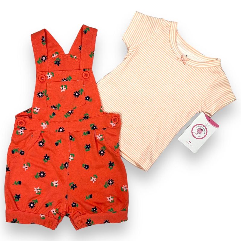 AMERICAN GENERICS - Conjunto 2 PCS Ropa Bebe Niña Overol Enterizo 100%Algodon