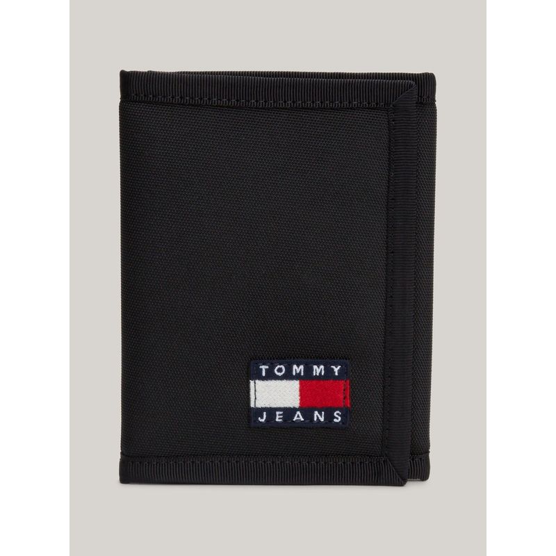TOMMY HILFIGER - Billetera negra plegable en tres partes Essential Tommy Hilfiger
