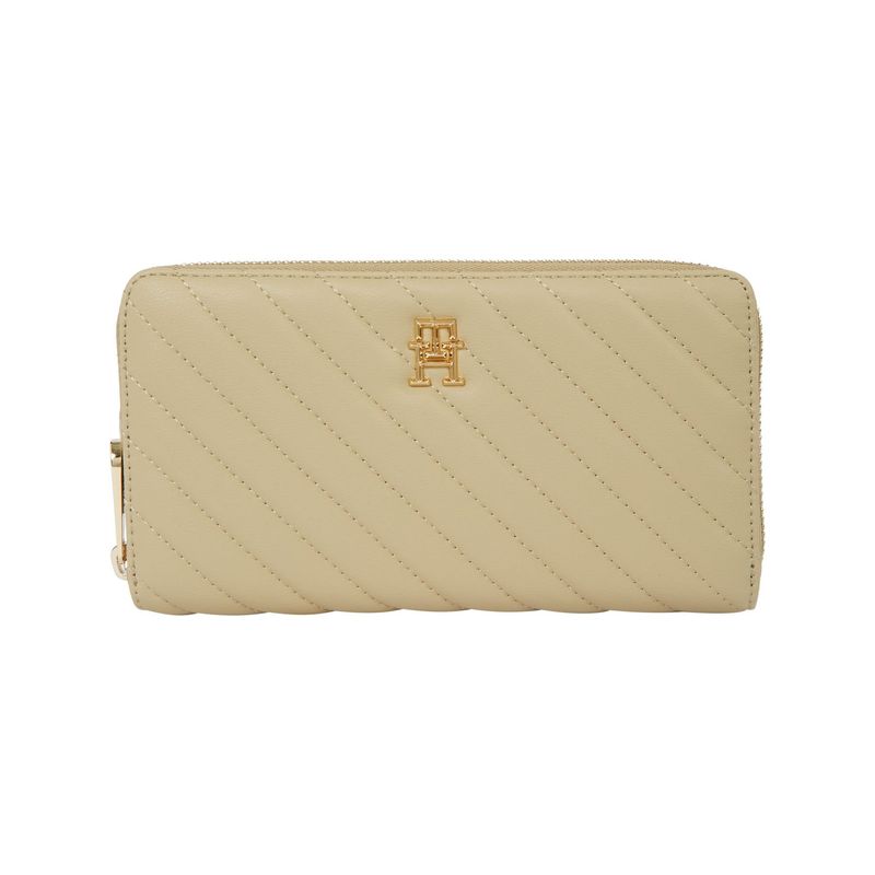 TOMMY HILFIGER - Billetera beige acolchada con cremallera Tommy Hilfiger