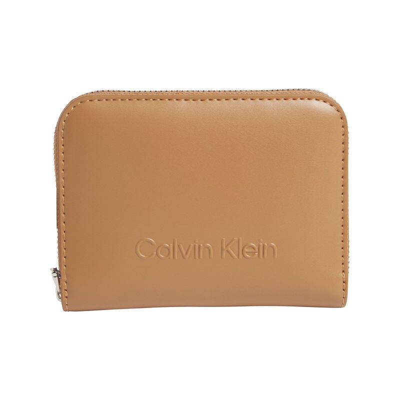 CALVIN KLEIN - Billetera beige con cremallera en el contorno con RFID Calvin Klein