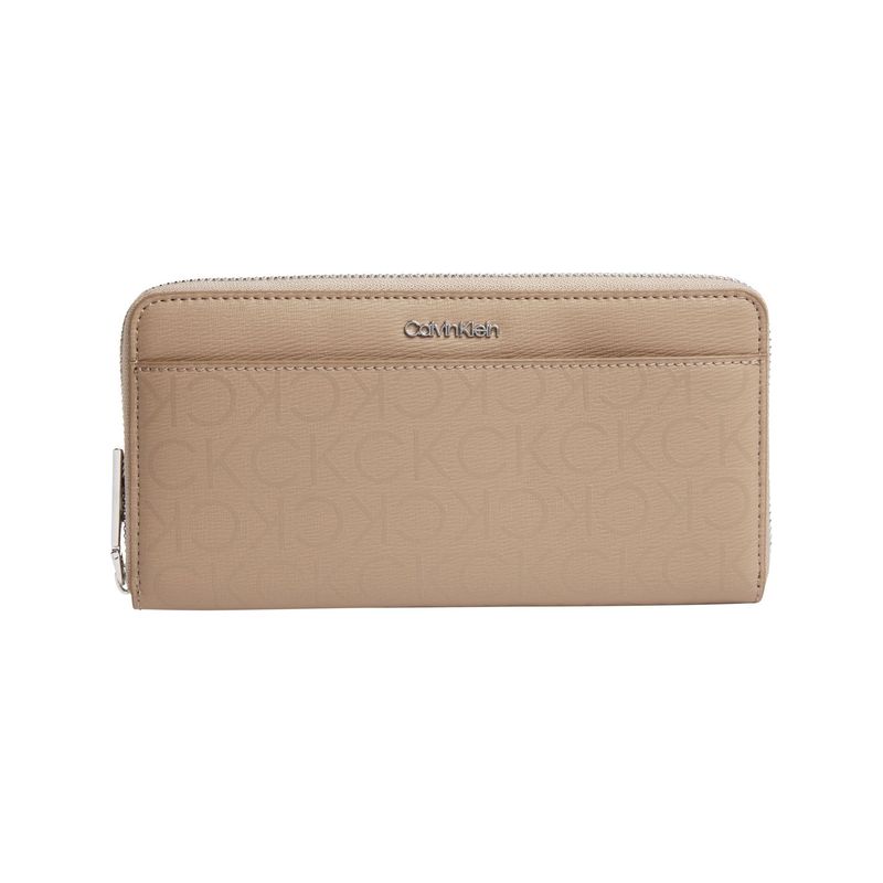 CALVIN KLEIN - Billetera beige con cremallera en el contorno con RFID Calvin Klein