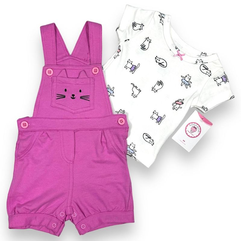 AMERICAN GENERICS - Conjunto 2 PCS Ropa Bebe Niña Overol Enterizo 100%Algodon