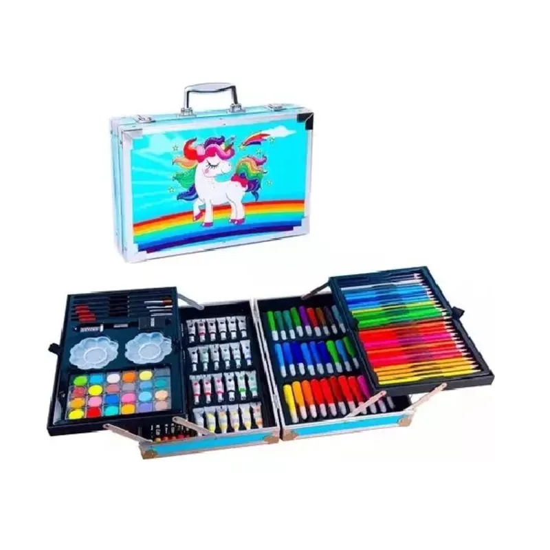 AFM - Kit/set De Arte Dibujo Maletín Metálico 145 Piezas Niños
