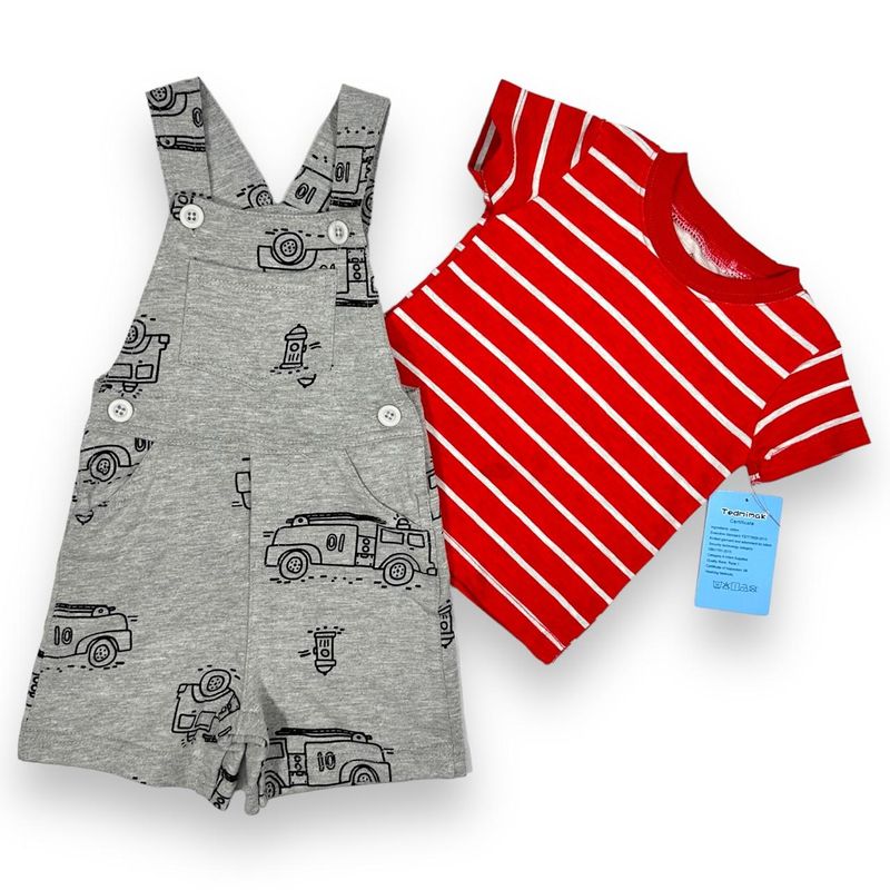 AMERICAN GENERICS - Conjunto 2 PCS Ropa Bebe Niño Overol Enterizo 100%Algodon