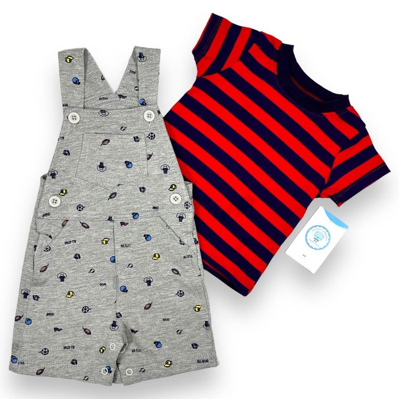 AMERICAN GENERICS - Conjunto 2 PCS Ropa Bebe Niño Overol Enterizo 100%Algodon