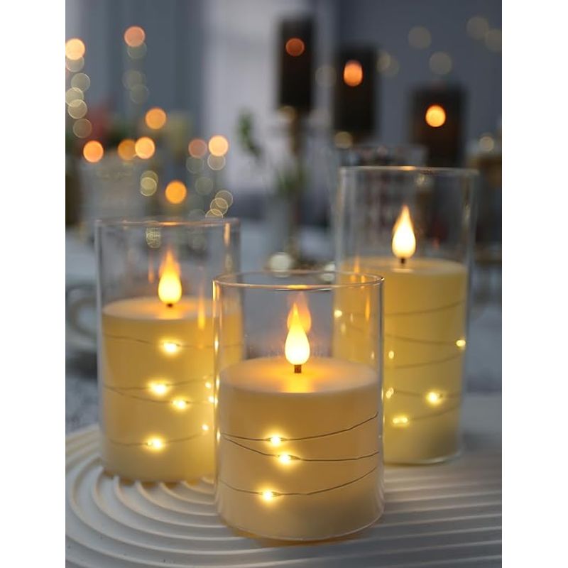 ILUMINATA - SET 3 VELAS ELECTRICAS DECORATIVAS  PREMIUM