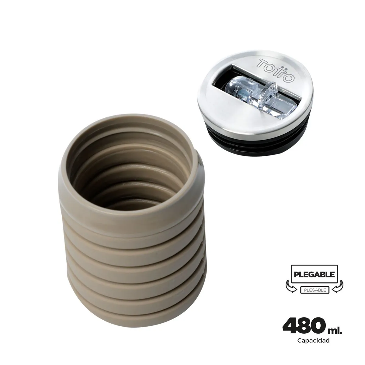 TOTTO - Botilito Plegable Can 480 ml Café