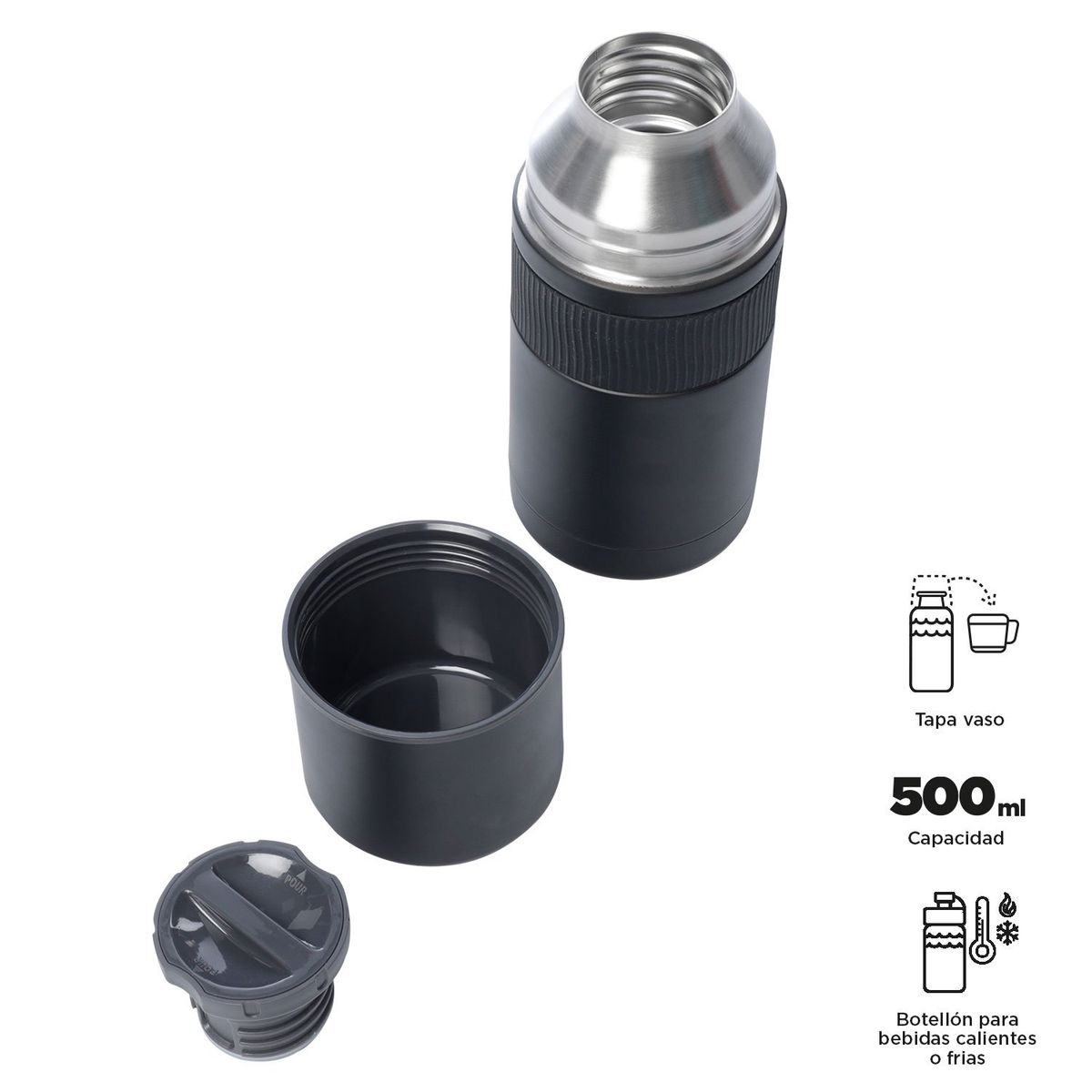 TOTTO - Botilito Térmico Mug 500 ml Negro