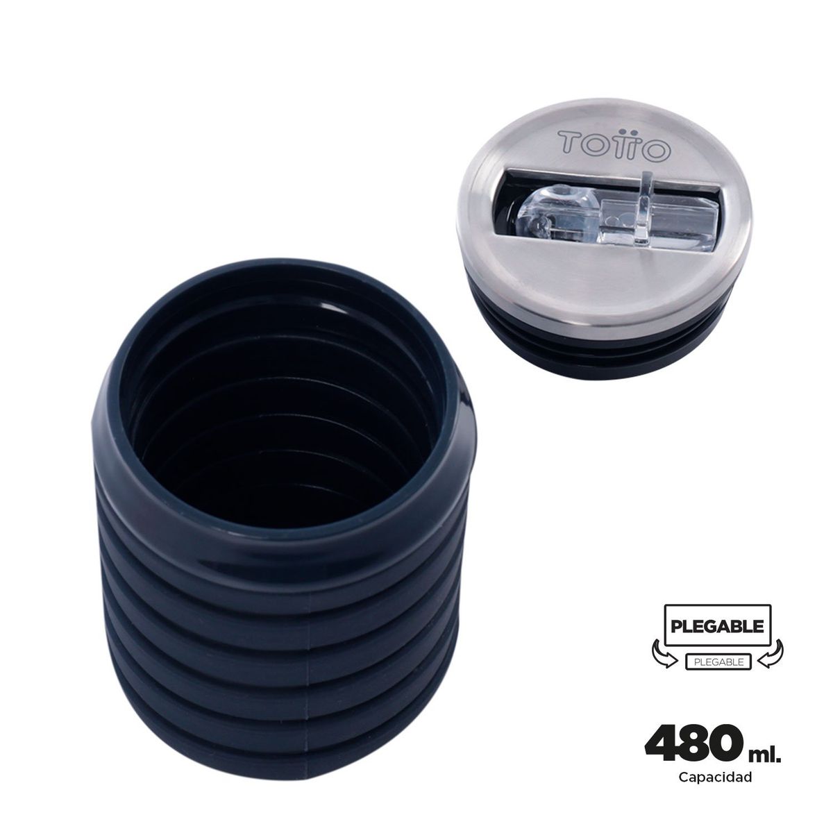 TOTTO - Botilito Plegable Can 480 ml Azul