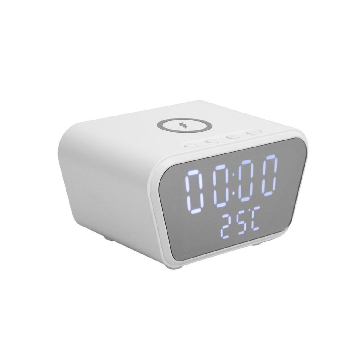 SEISA - Cargador Inalámbrico Despertador Reloj Escritorio Blanco