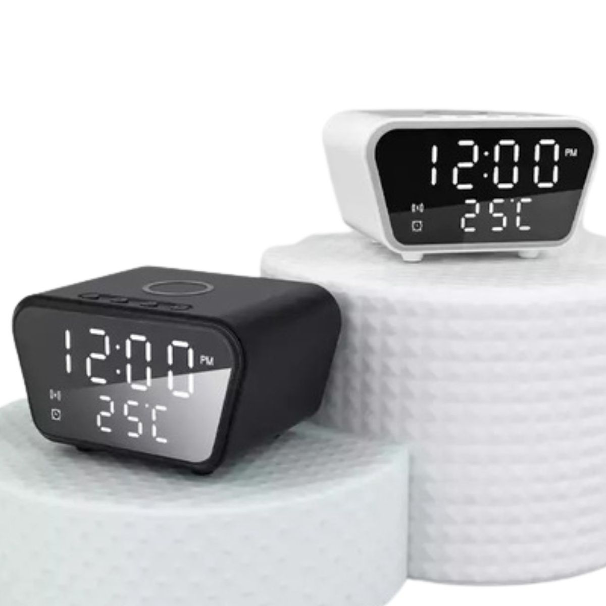 SEISA - Cargador Inalámbrico Despertador Reloj Escritorio Blanco