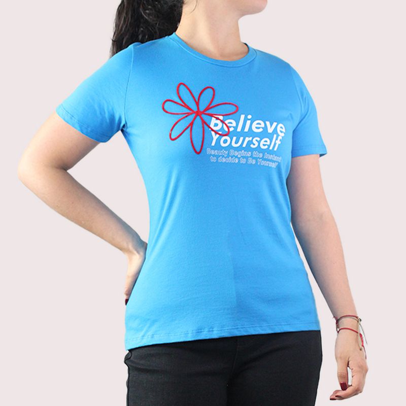 LEC LEE - Camiseta manga corta para mujer Lec Lee Azul Turqueza