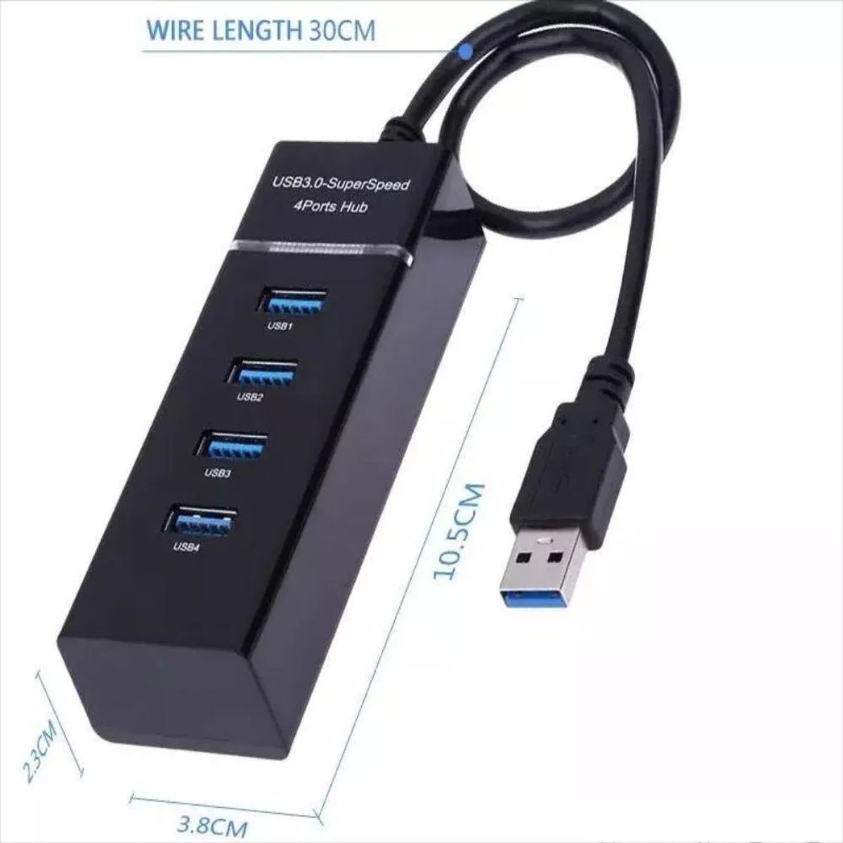 GENERICO - Multitoma Usb 4 Puertos 3.0 Cable De 30cm Carga Rápida