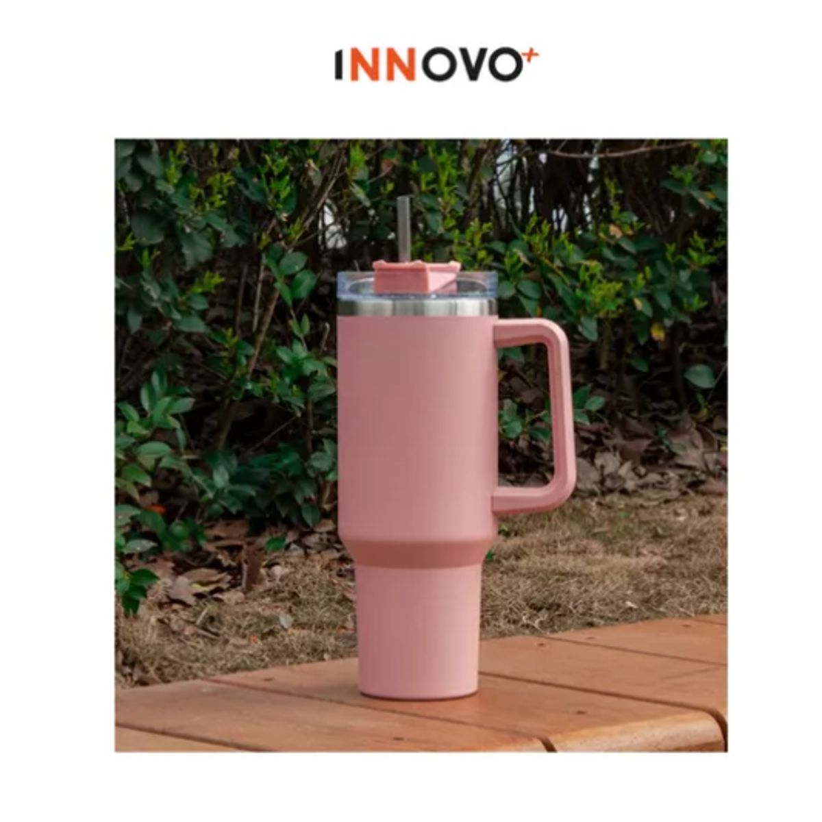 INNOVA - Termo Vaso Conserva Temperatura 1.2 L Acero Inoxidable Con Pitillo