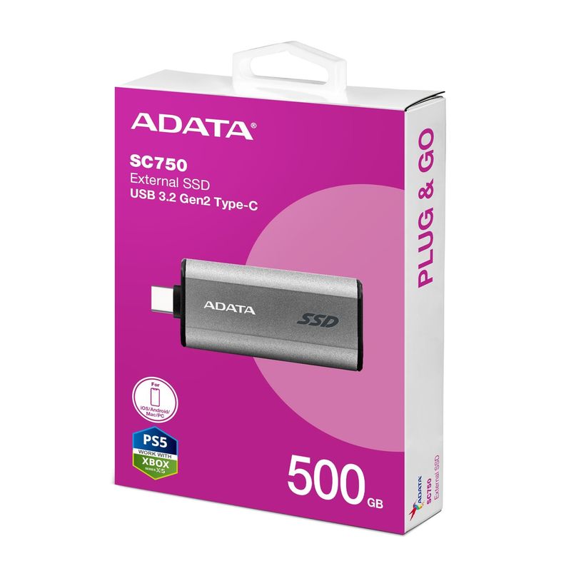 ADATA - Disco Estado Solido Adata SC750 500GB Tipo C