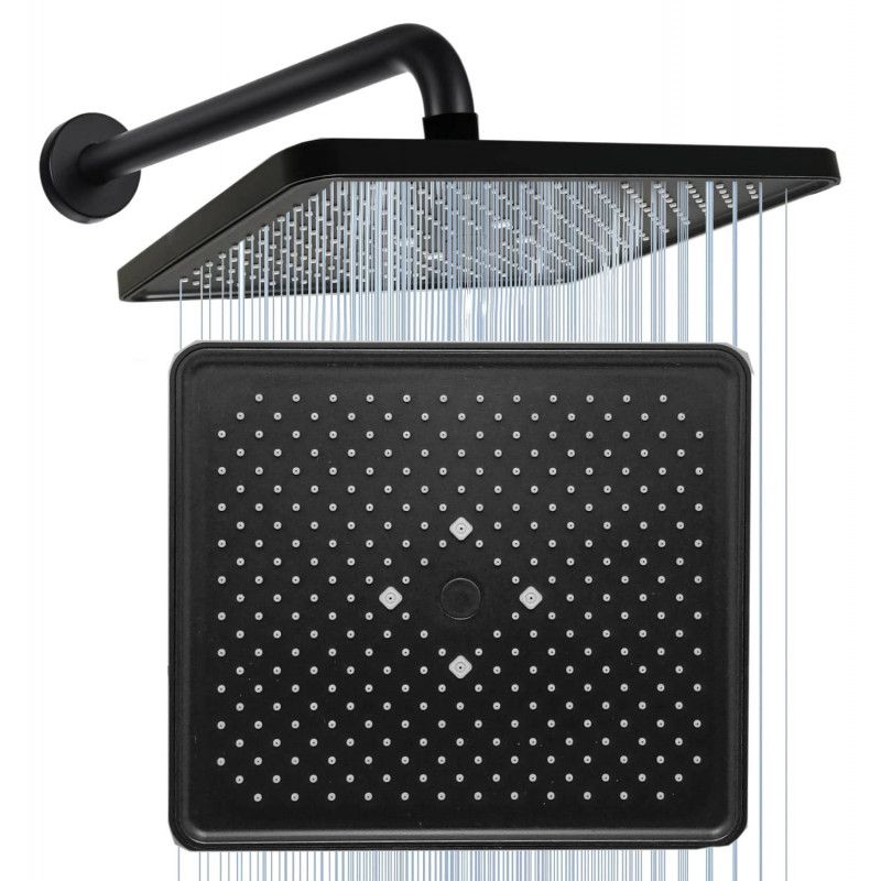 GENERICO - Ducha Anticalcarea Abs Negra Lluvia Zafiro Kit Con Tubo
