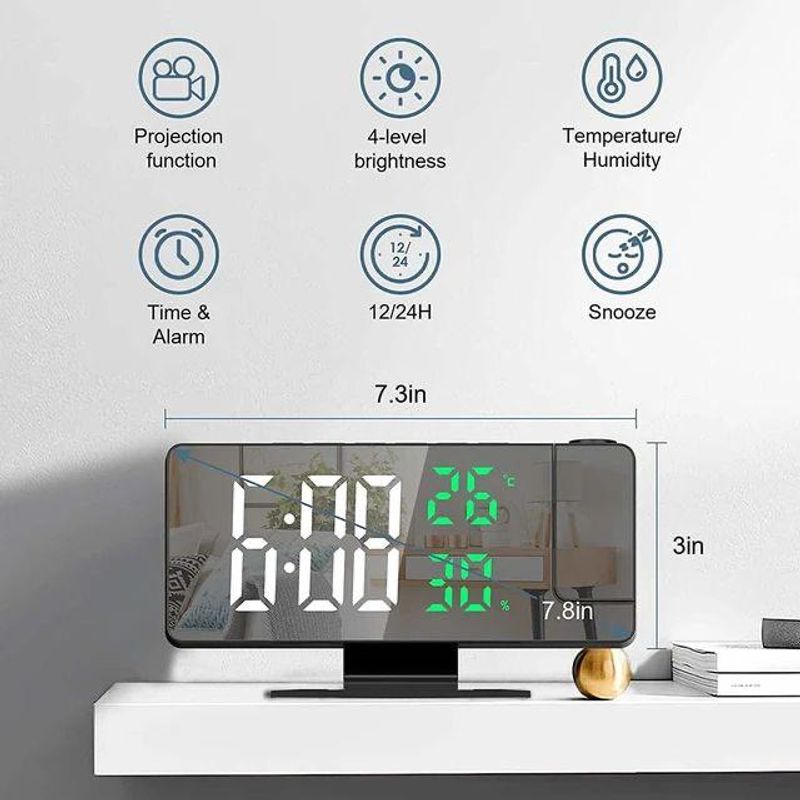 AMERICAN GENERICS - Reloj Con Proyector de Hora Y Despertador Digital