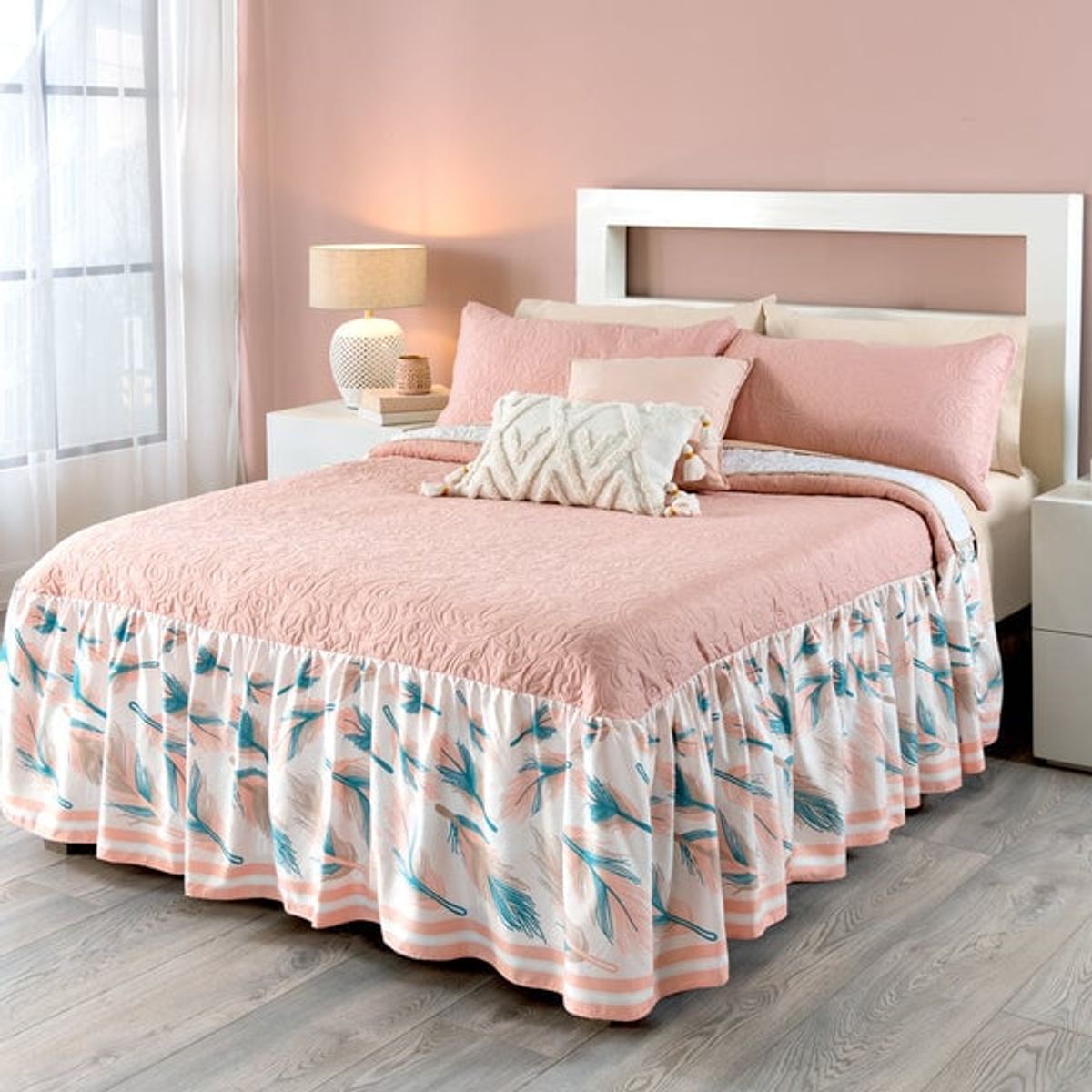 VIANNEY - Colcha Plumas Talla King con Doble Vista Vianney