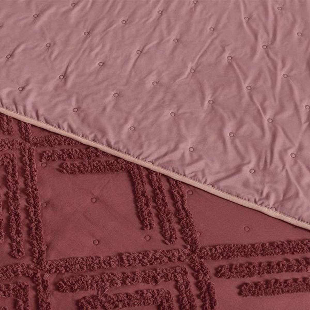 VIANNEY - Colcha Mauve Talla King con Doble Vista Vianney