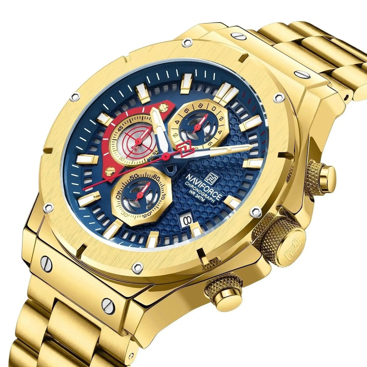 NAVIFORCE - Reloj Dorado Para Hombre Naviforce Elegante Casual Multifunción Cuarzo