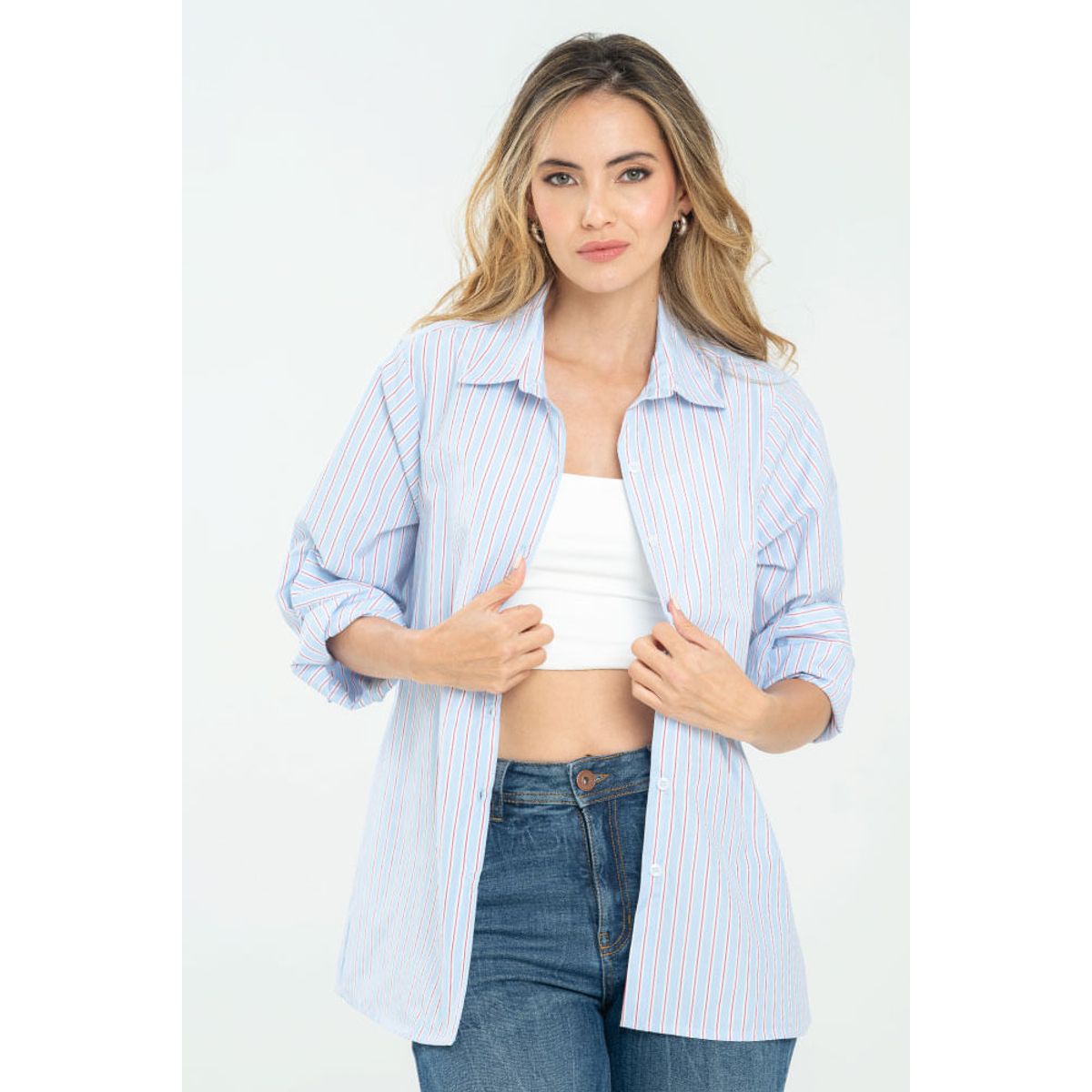 RAGGED - Camisa oversize rayas Rojo puro Ragged,