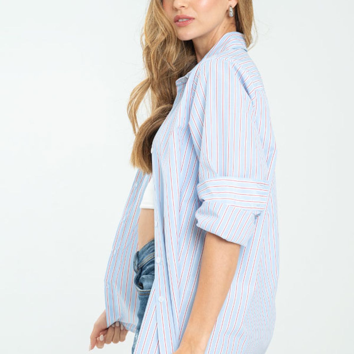 RAGGED - Camisa oversize rayas Rojo puro Ragged,