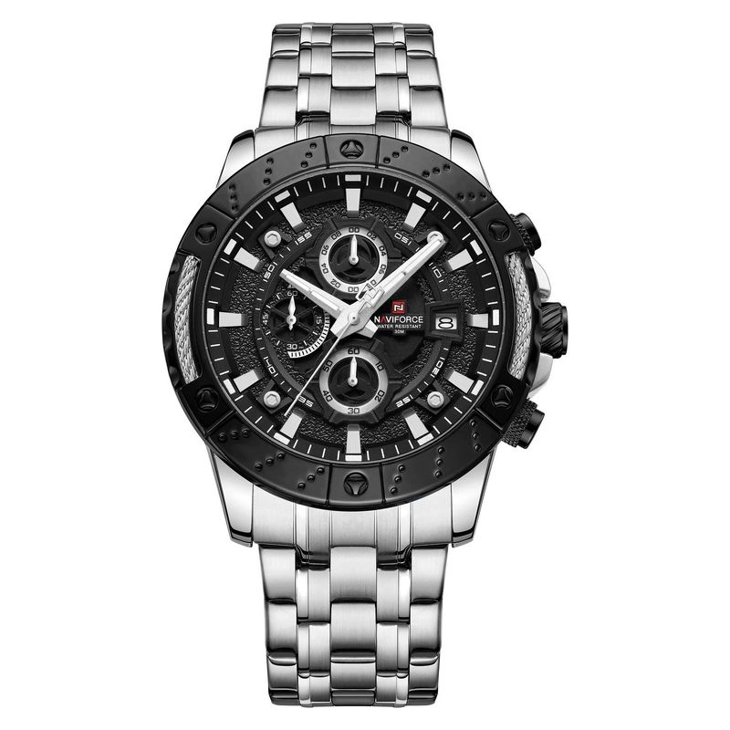 NAVIFORCE - Reloj Hombre Elegante Naviforce Plateado Diales Multifunción Análogo