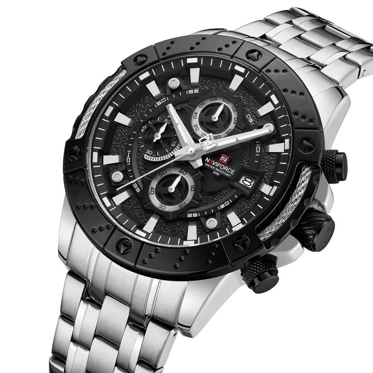 NAVIFORCE - Reloj Hombre Elegante Naviforce Plateado Diales Multifunción Análogo