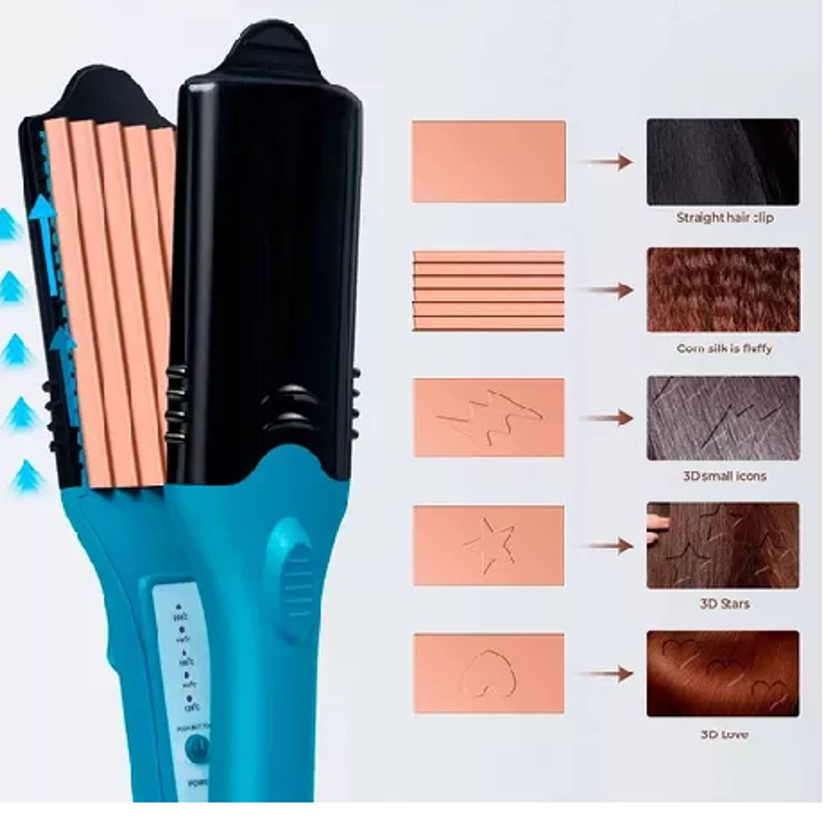 GENERICO - PLANCHA DE CABELLO DIFERENTES FORMAS