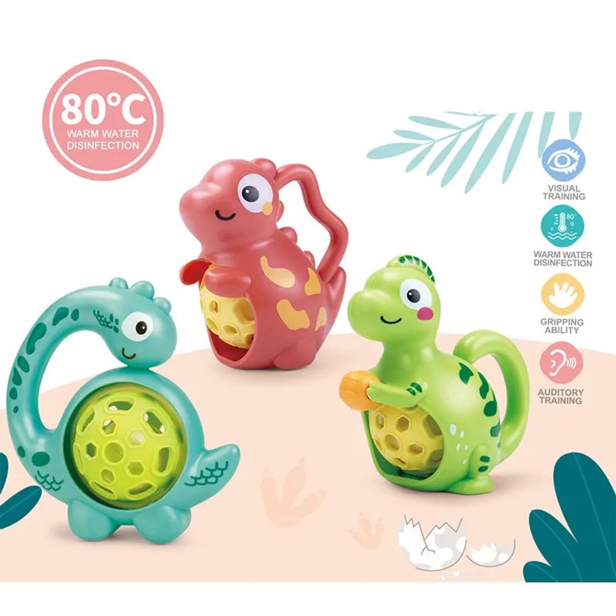 GENERICO - SONAJERO DE DINOSAURIO POR 3 UNIDADES