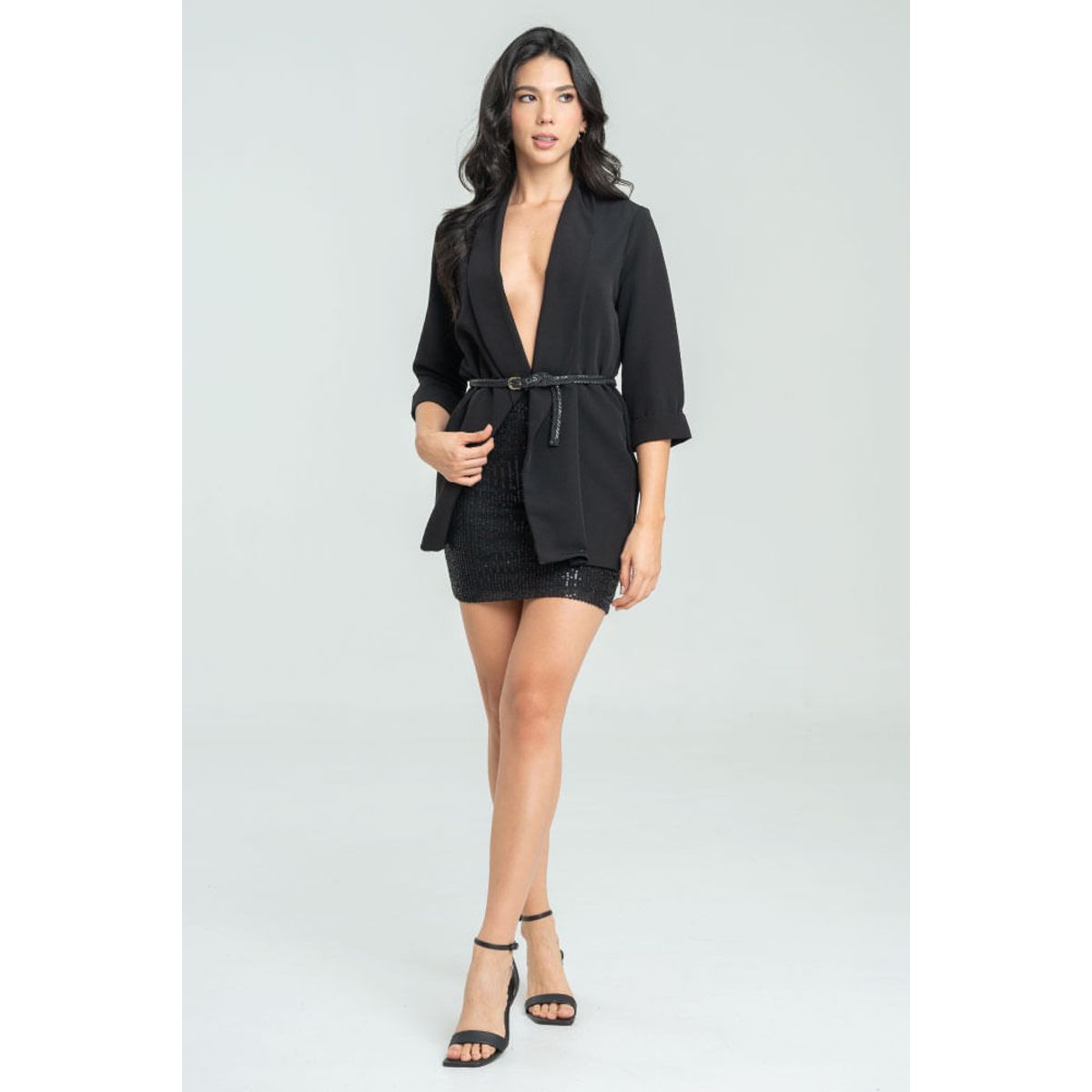 RAGGED - Falda corta brillo Negro Ragged