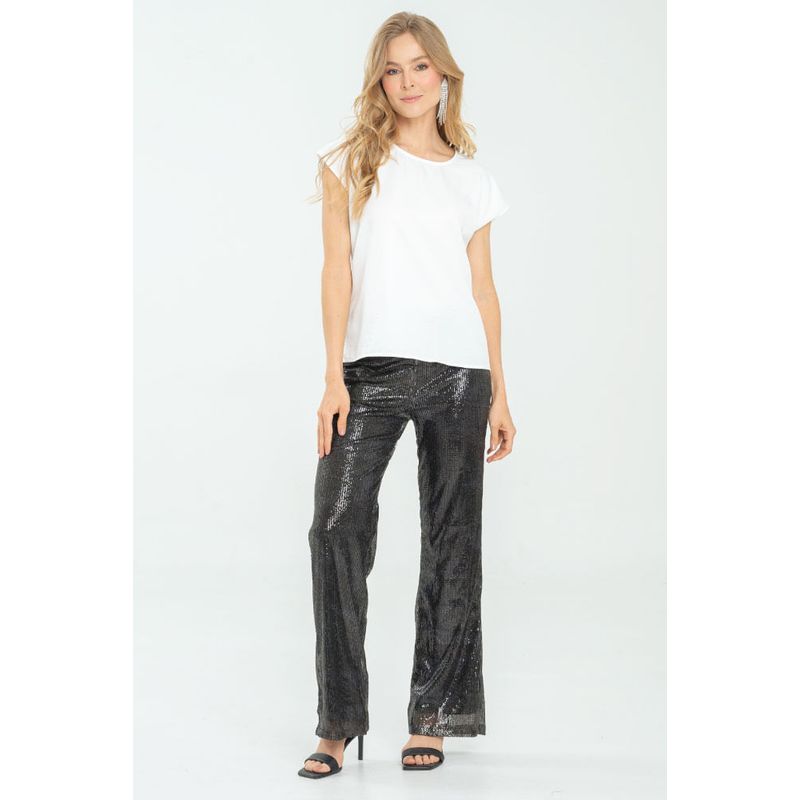 RAGGED - Pantalon lentejuelas Negro Ragged