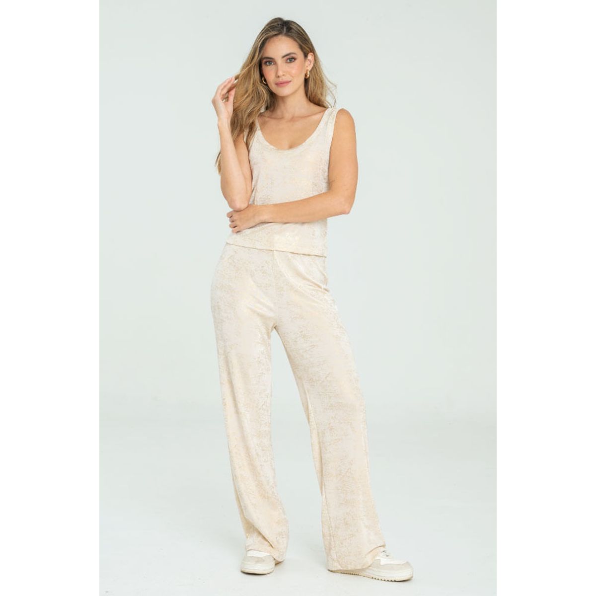 RAGGED - Pantalon cleo brillo Beige claro Ragged.
