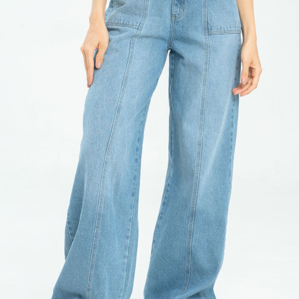 RAGGED - Jeans wide leg cortes Azul medio Ragged