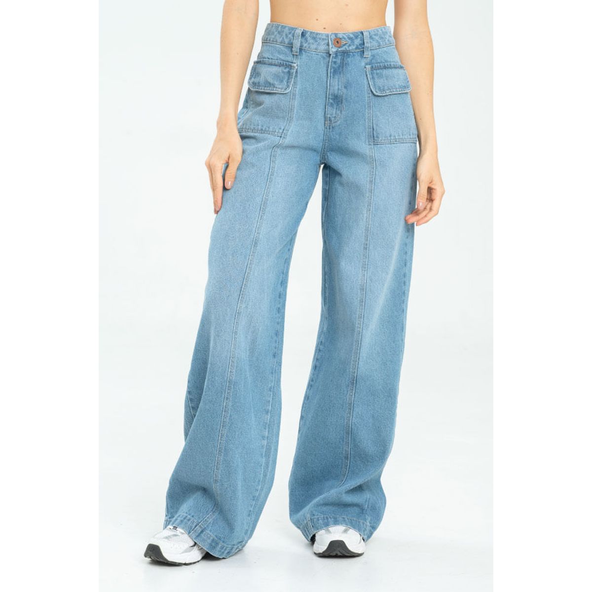 RAGGED - Jeans wide leg cortes Azul medio Ragged