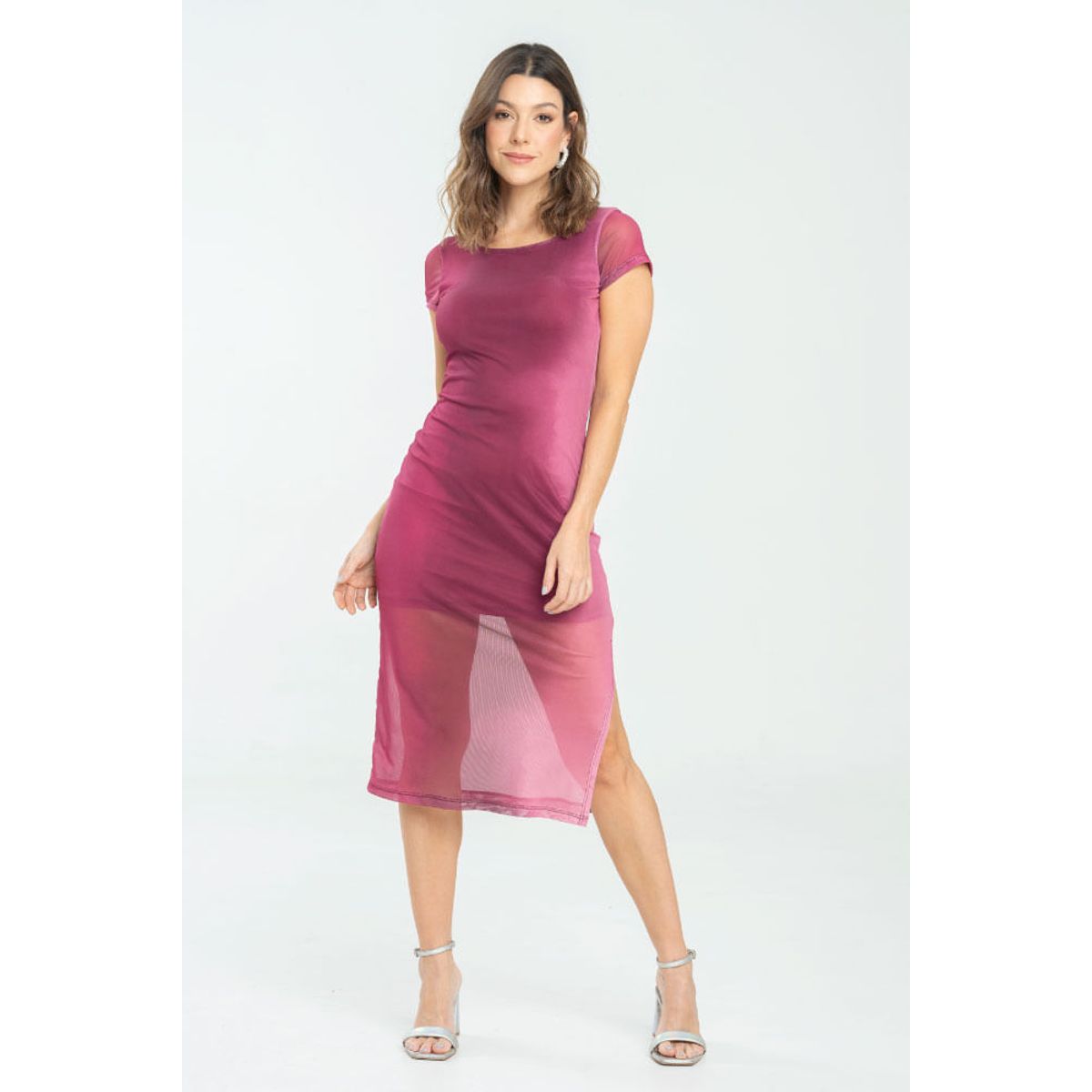 RAGGED - Vestido midi kinetic Berenjena Ragged