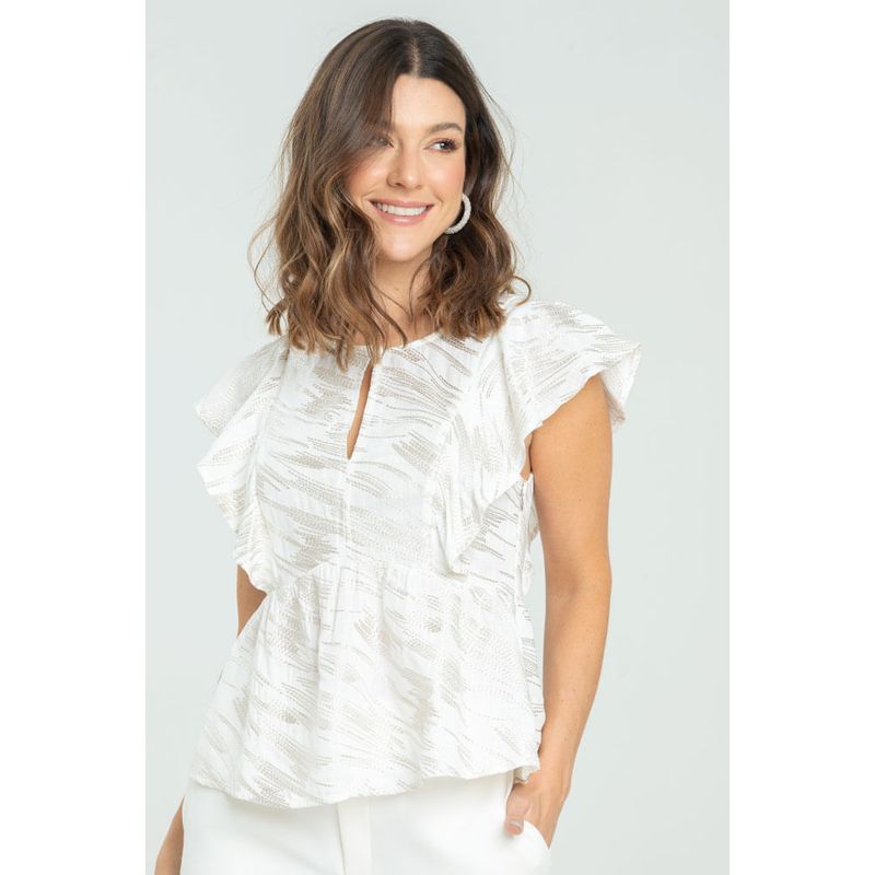 RAGGED - Blusa brisa bordada Blanco crudo Ragged