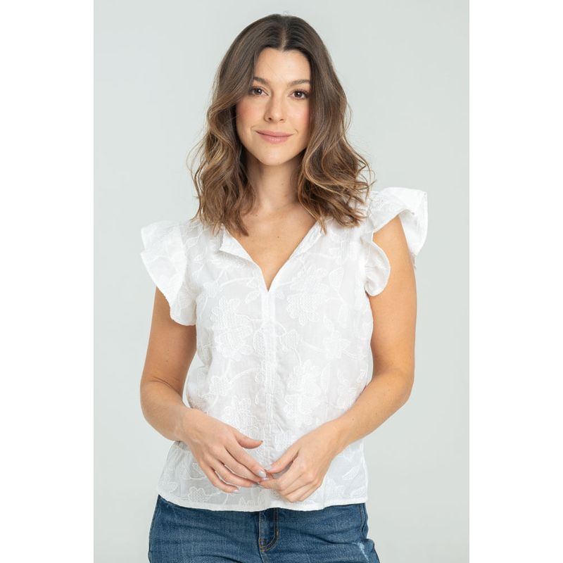 RAGGED - Blusa ojalillo malawi Blanco crudo Ragged