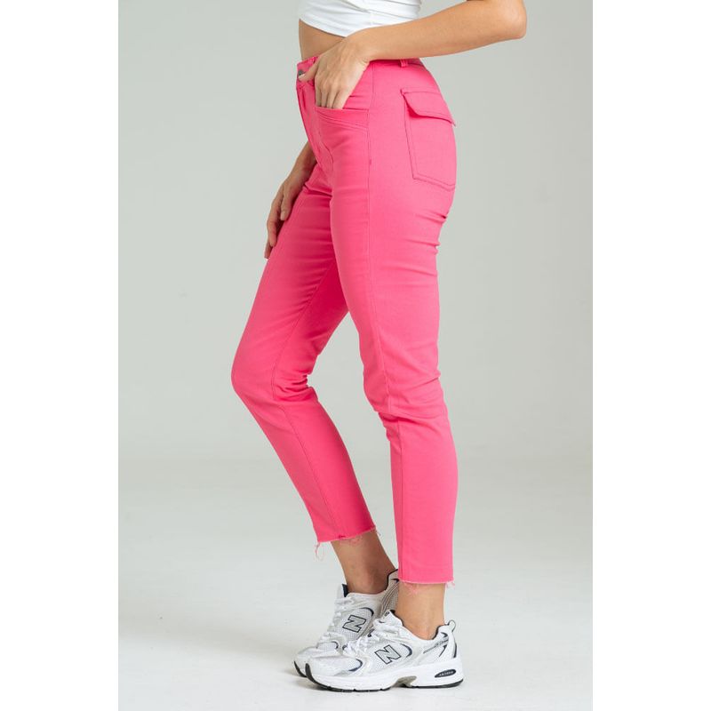 RAGGED - Pantalon drill mangle Rosado frambuesa Ragged