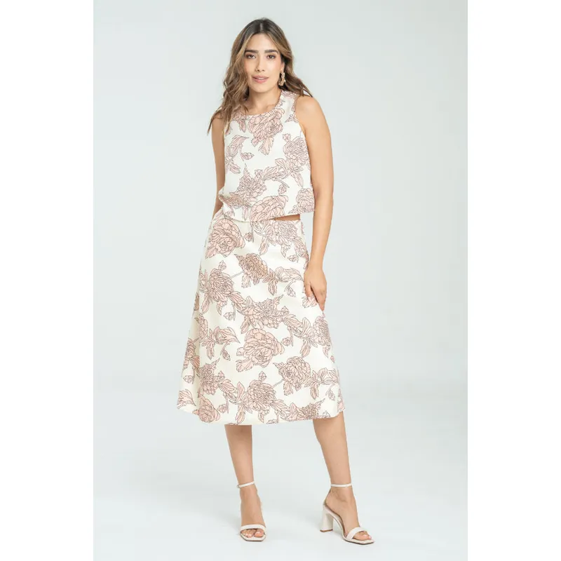 RAGGED - Falda estelle satin Rosado Ragged