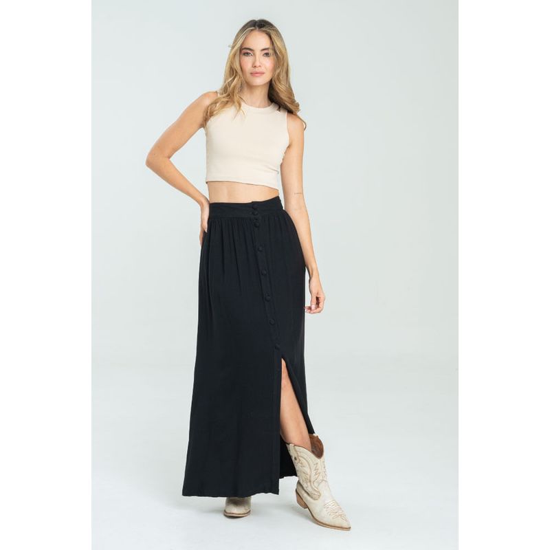 RAGGED - Falda larga alhaja Negro Ragged